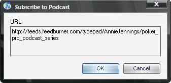 Subscribe to Podcast Dialog Window